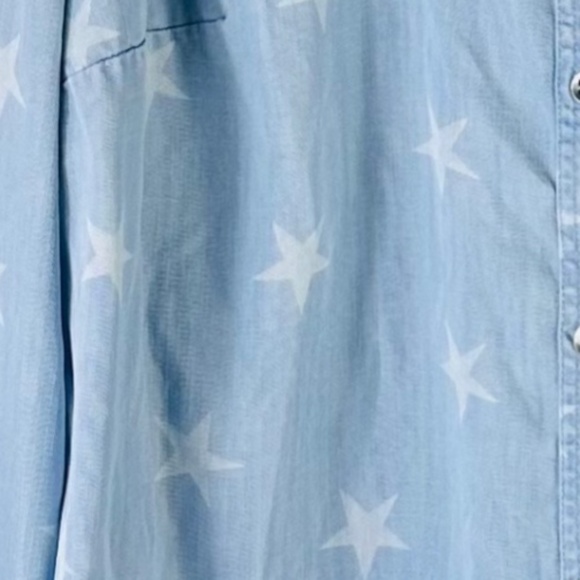 Ralph Lauren Chaps Shirt Top Blouse Button Down 2X XXL 18 20 Stars Chambray Blue - Picture 3 of 5